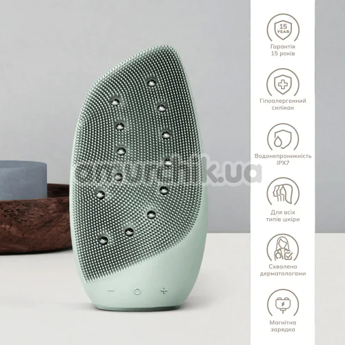 Щетка для лица Geske Sonic Thermo Facial Brush & Face-Lifter 8 in 1, зеленая
