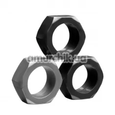 Набір з 3 ерекційних кілець Tom of Finland 3 Piece Cock Nuts, чорний - Фото №1