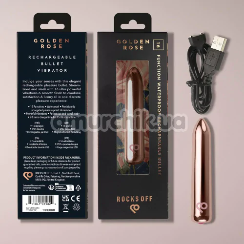 Клиторальный вибратор Rocks-Off Golden Rose, золотой
