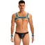 Комплект мужской Star Night Men's Set With Harness & Wrist Restraints, черно-голубой: портупея + трусы-джоки + фиксаторы для рук - Фото №2