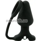 Анальная пробка с эрекционным кольцом и вибрацией Loveshop Black Silicone 810329, черная - Фото №1