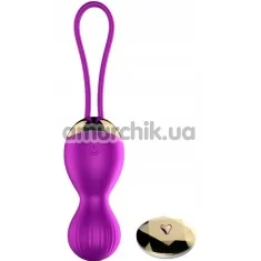 Вагінальні кульки з вібрацією Foxshow Vibrating Silicone Kegel Balls, фіолетові - Фото №1