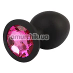 Анальная пробка с розовым кристаллом Senuelo Booty Fantasy Gem Plug L, черная - Фото №1
