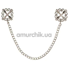 Зажимы для сосков Bad Kitty Nipple Jewellery with Metal Chain, серебряные - Фото №1