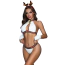 Костюм новогодний JSY Sexy Lingerie 9267, белый: бюстгальтер + трусики-стринги + манжеты + обруч - Фото №1