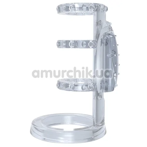 Насадка на пеніс з вібрацією Get Lock Vibrating Cock Cage, прозора