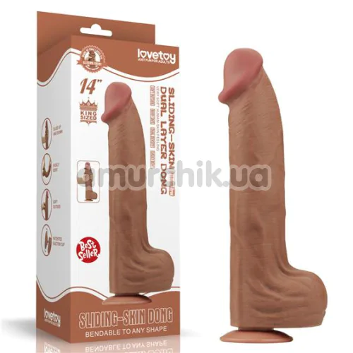 Фалоімітатор Sliding-Skin Dual Layer Dong 14, коричневий