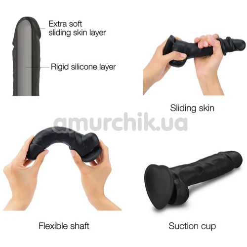 Фаллоимитатор Strap-On-Me Sliding Skin Realistic Dildo XL, черный