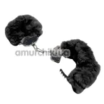 Наручники з чорним хутром DS Fetish Plush Handcuffs, срібні - Фото №1