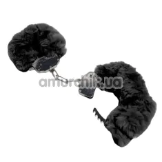 Наручники с черным мехом DS Fetish Plush Handcuffs, серебряные - Фото №1