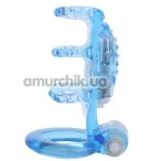 Насадка на пенис с вибрацией GK Power Dual Vibrating Cock Cage, голубая - Фото №1