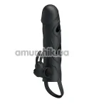 Насадка на пеніс c вібрацією Pretty Love Penis Sleeve With Ball Strap, чорна - Фото №1