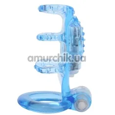 Насадка на пеніс з вібрацією GK Power Dual Vibrating Cock Cage, блакитна - Фото №1
