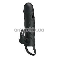 Насадка на пенис c вибрацией Pretty Love Penis Sleeve With Ball Strap, черная - Фото №1