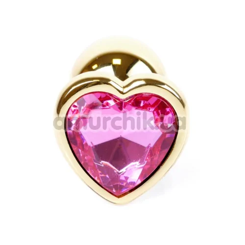 Анальна пробка із яскраво-рожевим кристалом Exclusivity Jewellery Gold Heart Plug, золота