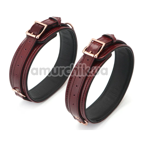 Фіксатори для ніг Liebe Seele Wine Red Leather Thigh Cuffs with Rose Gold Hardware S, бордові