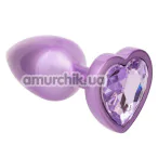 Анальная пробка с фиолетовым кристаллом Jewel Small Amethyst Heart Plug, фиолетовая - Фото №1