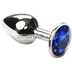 Анальна пробка з синім кристалом SWAROVSKI Silver Sapphire Small, срібна - Фото №1