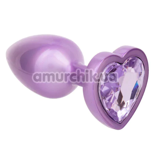 Анальна пробка з фіолетовим кристалом Jewel Small Amethyst Heart Plug, фіолетова - Фото №1