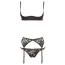 Комплект Cottelli Collection Lingerie Half-cup Bra Set черный: бюстгальтер + трусики-стринги + пояс для чулок - Фото №3