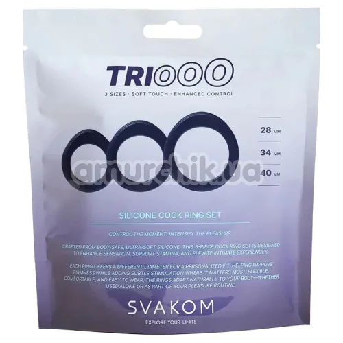 Набір із 3 ерекційних кілець Svakom Triooo, синій