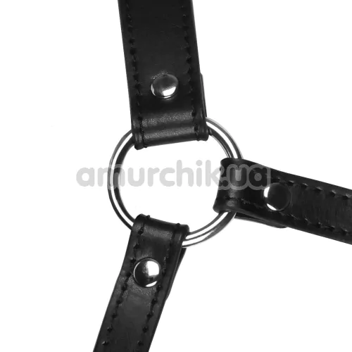 Маска с кляпом Ouch! Head Harness with Mouth Cover and Solid Ball Gag, черная