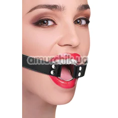 Кляп Ouch! Ring Gag With Leather Straps, черный - Фото №1