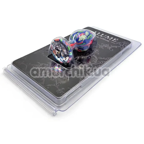 Анальна пробка з прозорим кристалом Alume Floral Metal Plug S, синя