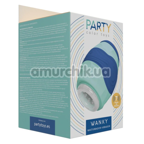 Мастурбатор з вібрацією Party Color Toys Wanky, бірюзово-синій