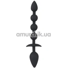 Анальная пробка с цепочкой Black Velvets Plug & Bead, черная - Фото №1