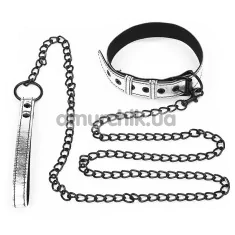 Ошейник с поводком Lovetoy Bondage Fetish Metallic Silver Pup Collar With Leash, серебряный - Фото №1