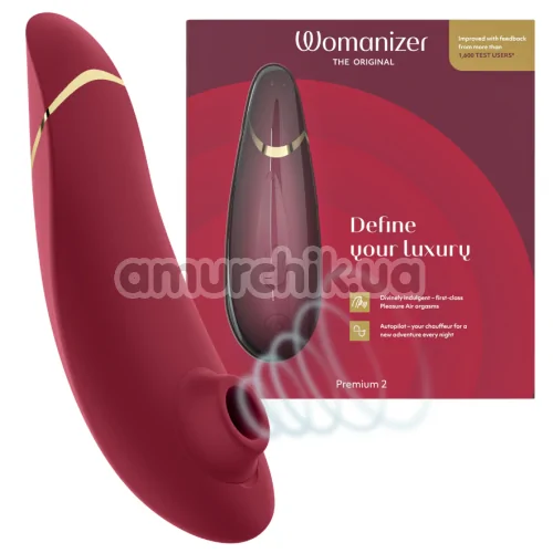 Симулятор орального секса для женщин Womanizer Premium 2, бордовый