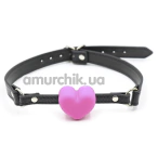 Кляп DS Fetish Mouth Gag Heart, розово-черный - Фото №1