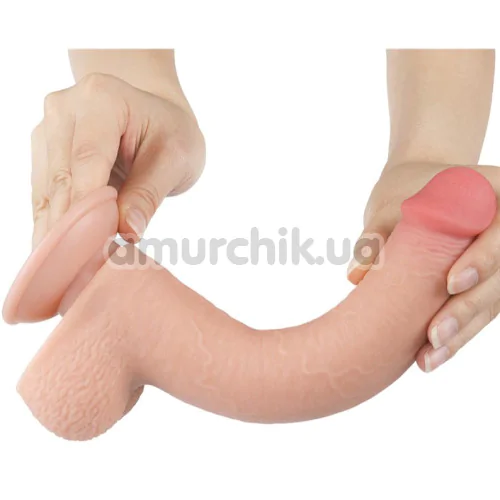 Фаллоимитатор Sliding-Skin Dual Layer Dong 9 с мошонкой, телесный