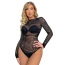 Боди Star Night Long Sleeve Rhinestone Mesh Bodysuit, черное - Фото №2