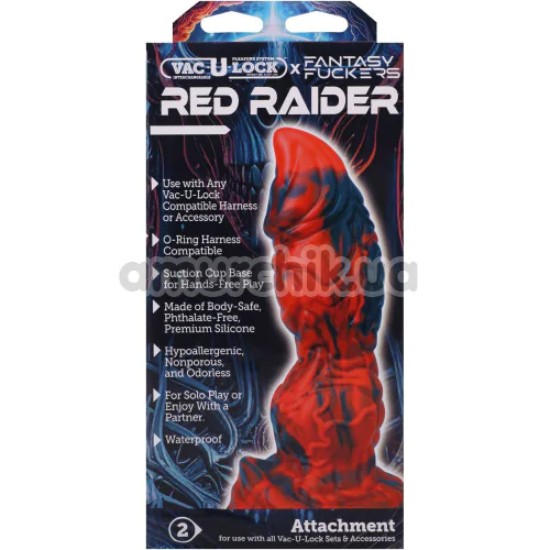 Фалоімітатор Doc Johnson Vac-U-Lock x Fantasy Fuckers Red Raider, чорно-червоний