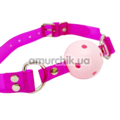Кляп DS Fetish Neon Ball Gag, малиново-рожевий - Фото №1