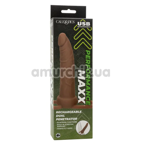 Анальная насадка с вибрацией Performance Maxx Rechargeable Dual Penetrator, коричневая