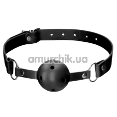 Кляп Ouch! Ball Gag With Leather Straps, черный - Фото №1