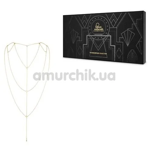 Прикраса для тіла Bijoux Indiscrets The Magnifique Collection Back and Cleavage Chain, золота