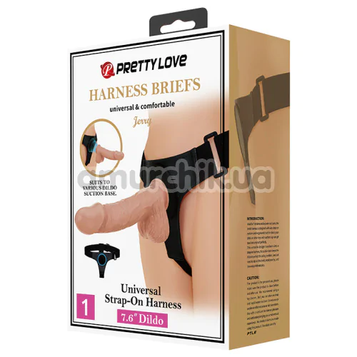 Страпон Pretty Love Harness Briefs Jerry 7.6 Dildo, телесный