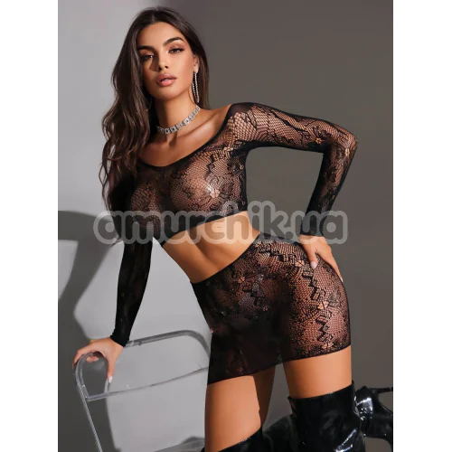 Комплект JSY Sexy Lingerie WW7251, черный: топ + юбка