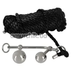 Мотузка для бондажу з анально-вагінальними кульками Bondage Plugs With 10m Rope, чорна - Фото №1