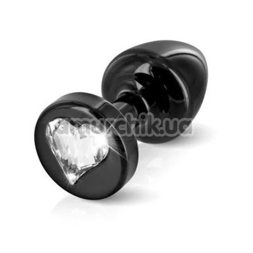 Анальна пробка з прозорим кристалом SWAROVSKI Anni R Heart T2, чорна - Фото №1