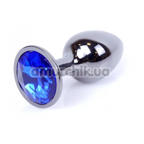 Анальна пробка з синім кристалом Exclusivity Jewellery Dark Silver Plug, срібна - Фото №1