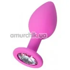 Анальная пробка с прозрачным кристаллом ToDo Anal Plug Brilliant XS, розовая - Фото №1