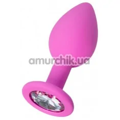 Анальная пробка с прозрачным кристаллом ToDo Anal Plug Brilliant XS, розовая - Фото №1