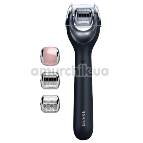 Массажер-роллер для лица с микроиглами Geske MicroNeedle Face Roller 9 in 1, черный - Фото №1