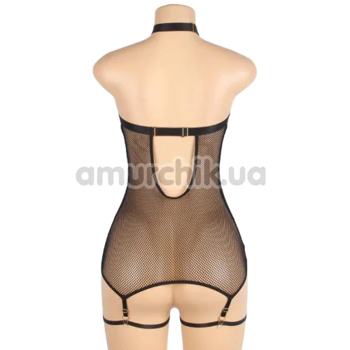 Корсет з гартерами Star Night Deep V Halter Corset, чорний