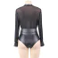 Боді Star Night Mesh And Faux Leather Zipper Teddy, чорне - Фото №9